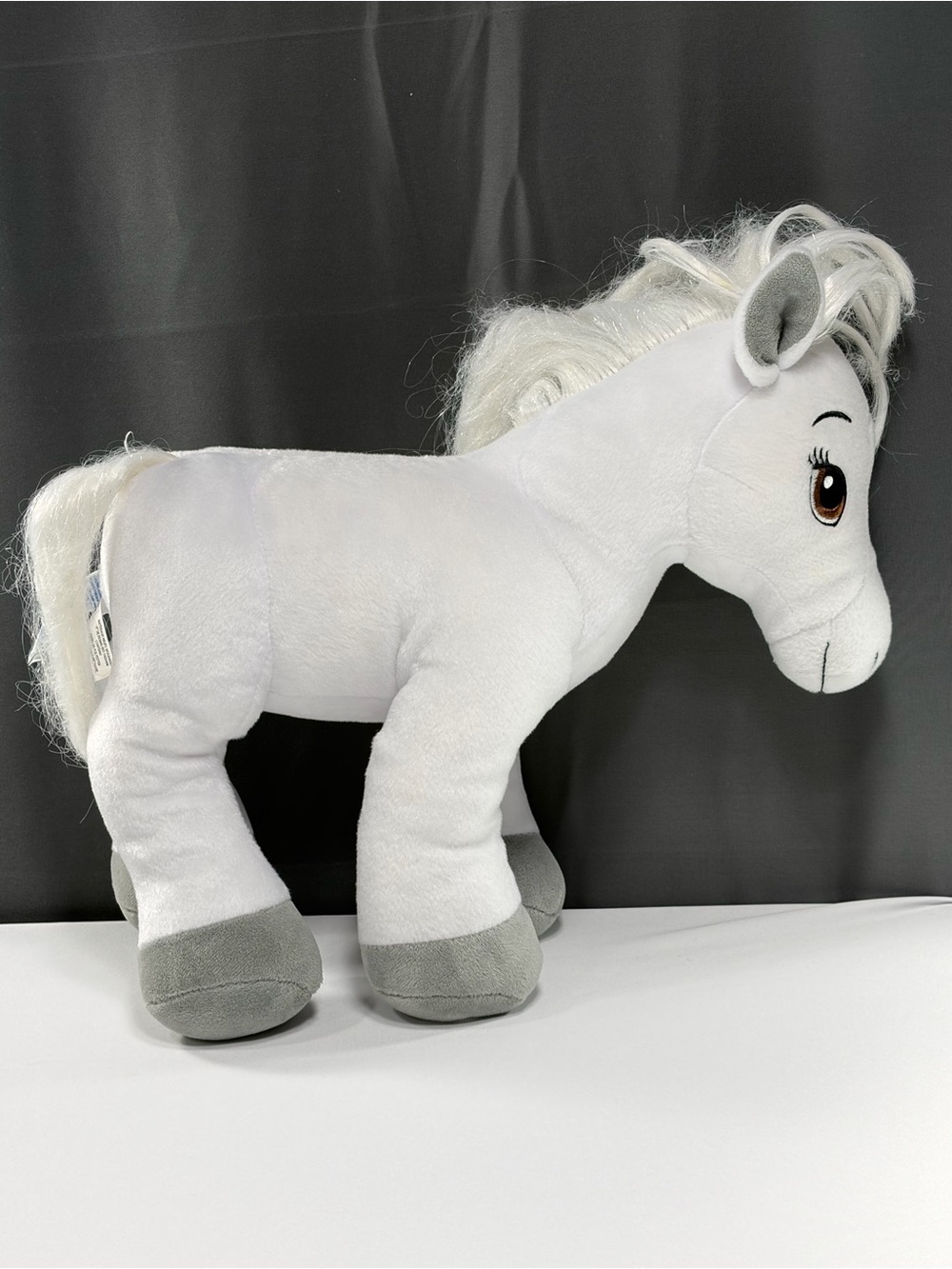 Build A Bear White Arabian Horse Plush White Gray Stuffed Animal 16” Pony Toy